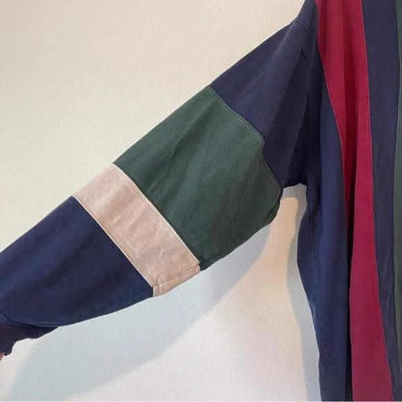 Mens Vintage Izod Sport Rugby Polo Shirt sz XL Colorblock Long Sleeve 90s 80s - Picture 7 of 13